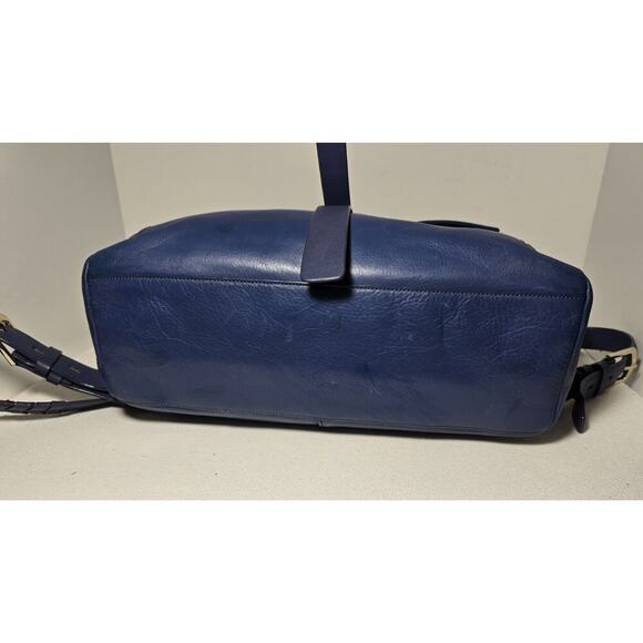 Cole Haan Felicity Pebbled Leather Backpack Multi Pocket & Woven Zip Detail Blue - Picture 7 of 14